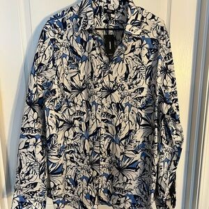 Men's Floral Blue and White Jacket